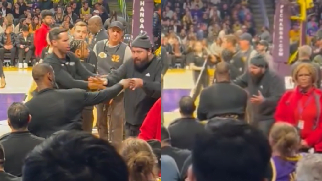 LeBron James empurra torcedor que se aproximou dele durante partida dos Lakers e web reage: 'Alô, segurança?' | Esportes