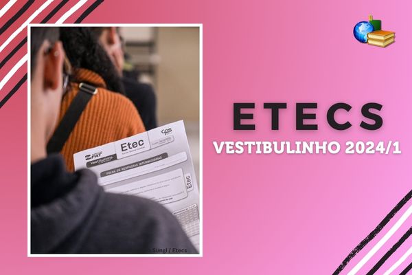 Fundo rosa, foto de candidata de costas. Texto Etecs Vestinho 2024/1
